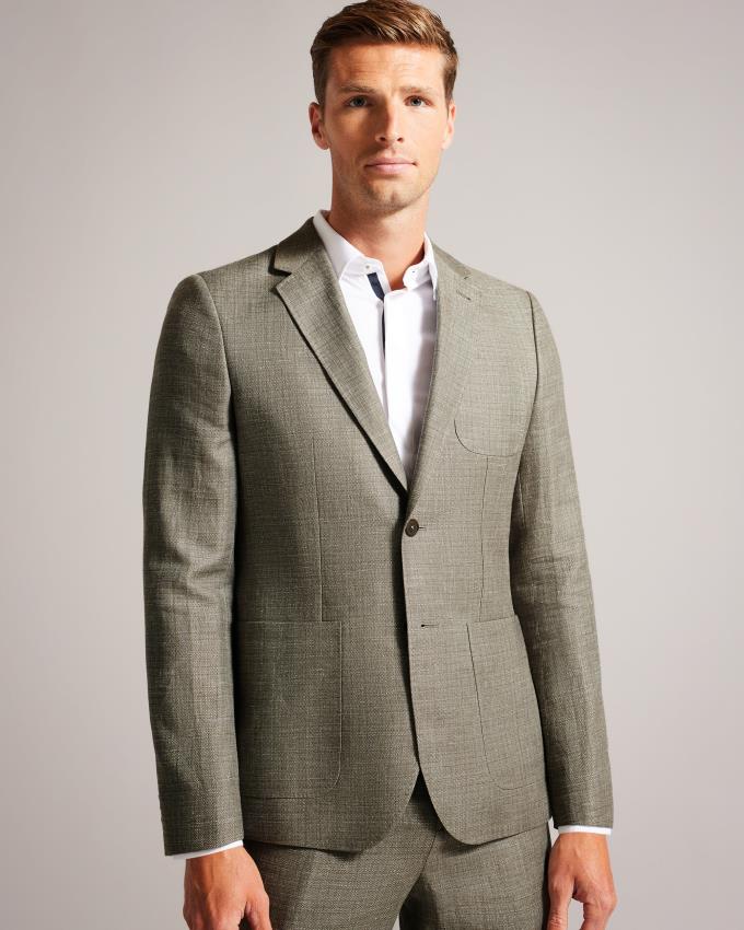 Veste Ted Baker Slim Fit Linen And Wool Suit Vert Foncé Homme | YCX-31234141